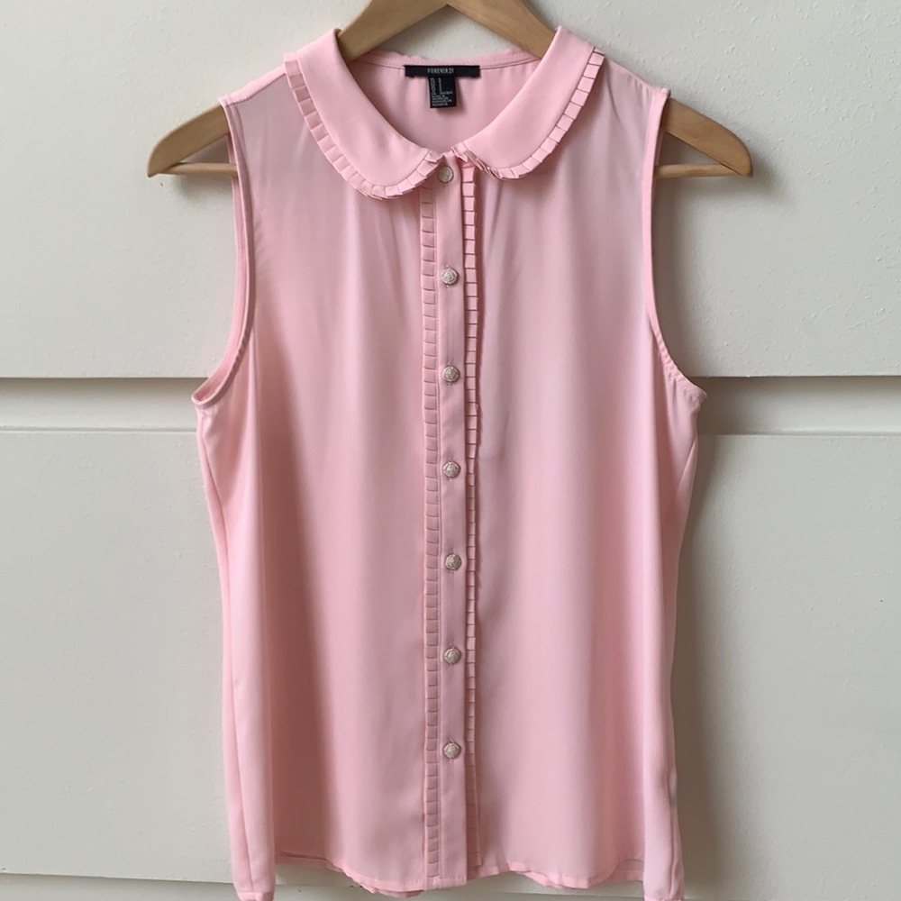 Sleeveless Shabby Chic Pink Top Size Small